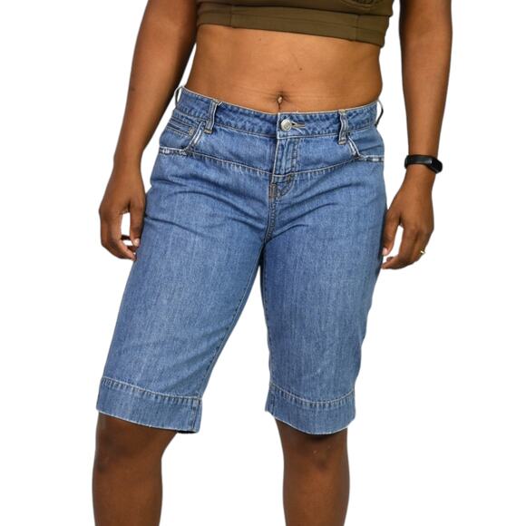Vintage London Jean Short Blue Denim Longline Low Rise Y2K Cotton Bermuda Jort 4 - Picture 13 of 15